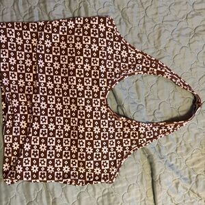 Hollister Brown and White Floral Tank Top